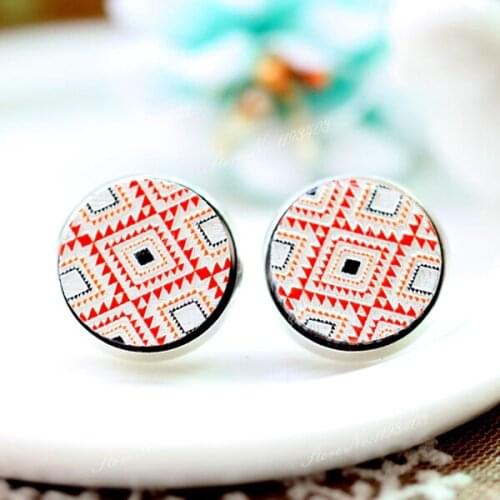 Unique 3D Geometry Embossed 16mm Round Coloured Drawing pattern Laser Cut wood Cabochon DIY for Rings, Earring,Brooch,Necklace