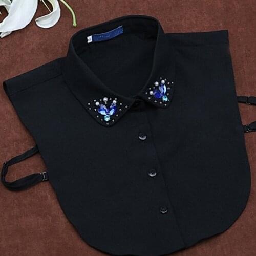 2017 fahsion new pretty white standing collar decoration white retro cotton collier femme bead Decorative lady shirt fake collar