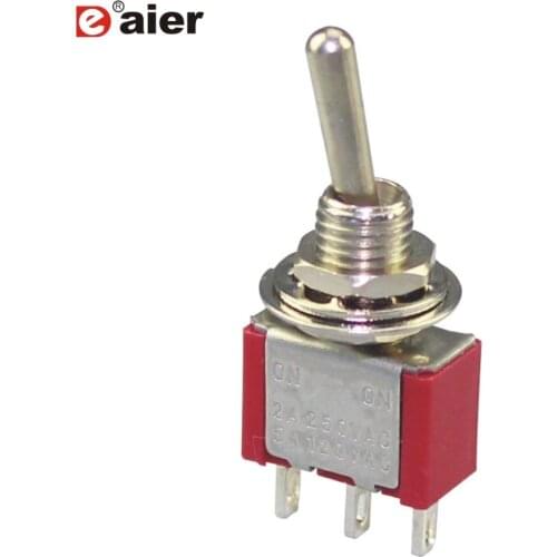 100PCS MTS-123 Momentary ON OFF ON Toggle Switch 6MM 3A 250VAC 3Pin SPDT 3 Position