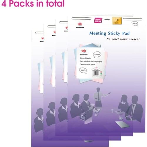 4 Packs 4A Super Sticky Easel Pad,White Sheets,Meeting Pad,Self-Stick Notes,23x31.5Inches,30 Sheets/Pad,1 Pad/Pack,4A Meeting 42