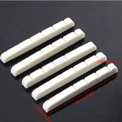 5 Pieces Curved Unbleached Slotted Bone Nut Flat Bottom For Fender Strat new