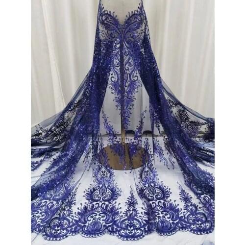 African Nigeria Lace French Tulle Mesh Sequin Embroidery Craft Sewing Party Dress Skirt Clothing Accessories 5 Yards Wholesale