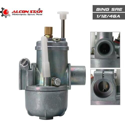 Alconstar BING SRE 1/12/46A Replica of the carburetor 12mm Bing Style Zinc aluminum Alloy Carburetor Carb Fit 50/60cc Moped