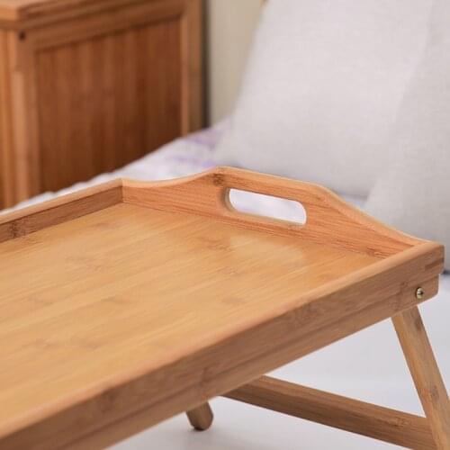 Bamboo Wooden Foldable Breakfast Table Laptop Desk Bed Folding Legs Serving Tray