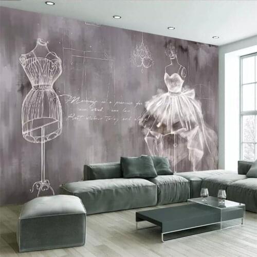 Beibehang Custom Wallpapers 3D Photo murals Paintings Retro Cement White Swan Wedding Dresses Fabrication Background Wall paper
