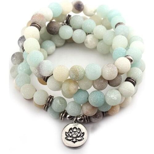 White 108 beads 8mm elastic adjustable Lotus life tree Buddha OM eye Chakra Reiki agate Onyx Yoga Bracelet necklace yui3