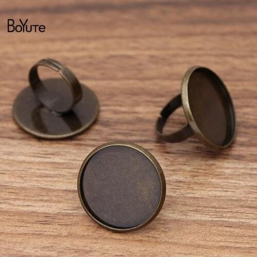 BoYuTe (20 Pieces/Lot) Fit 25MM Cabochon Stone Metal Brass Adjustable Ring Blank Tray Base Diy Handmade Jewelry Accessories