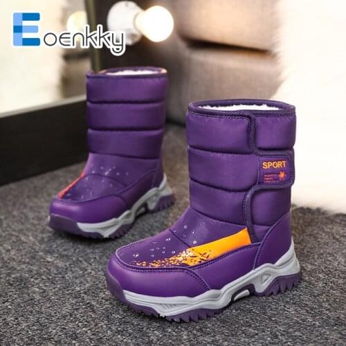 Childrens Casual Shoes Boys Paw Non-Slip Winter Warm Fur Snow Boots Kids Outdoor Sneakers Tactical Leather Footwear Waterproof