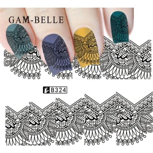 GAM-BELLE 1 Sheet square Series /Stripe Series 3D Sticker Nail Art Stickers Decals DIY Beauty Creative Nail Decorations