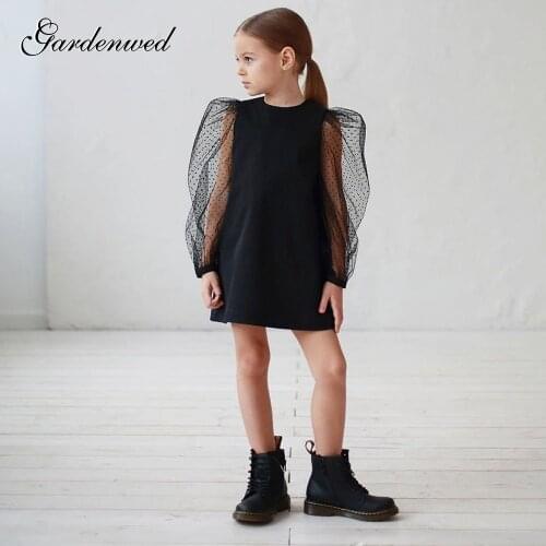 Gardenwed Newcoming Slim Polka Dot Summer Skirt Kids Tulle Transparent Sleeves Girl Princess Dresses Simple Flower Girl Dresses