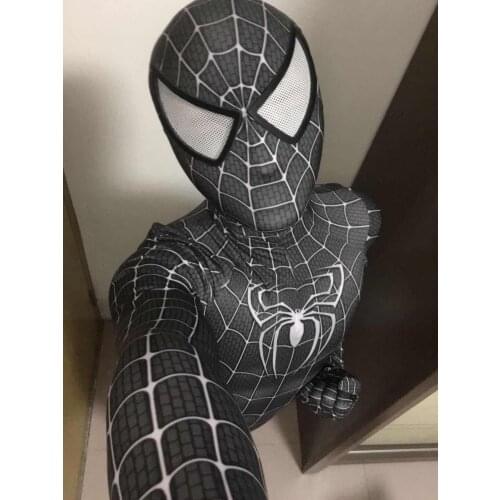 Symbiote Black Raimi Cosplay Costume 3D Print Lycra Spandex Superhero Zentai Bodysuit Jumpsuits Halloween Costume for Adult Kid