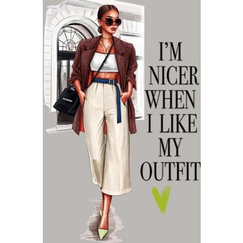 Nice Woman Parches Appliqued Tops Vinyl Fashion Diy Heat Transfer Transfers For Clothing Iron On Girl Shirt Hat