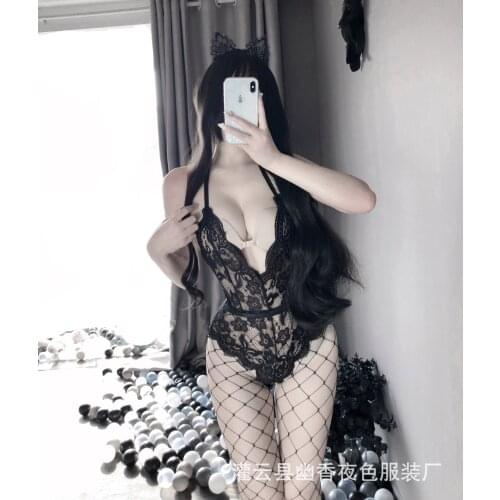 Lace Sexy Perspective Uniform Temptation Set Sexy Womans Bodysuit Lingerie Hollow Lace Bodysuit Underwear Backless Sleepwear