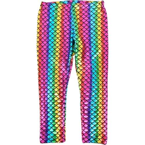 Rainbow Mermaid Scale legging Autumn Kids Baby Girls Leggings Skinny Full Children Pants Leggins Girl Clothes 2-10Y