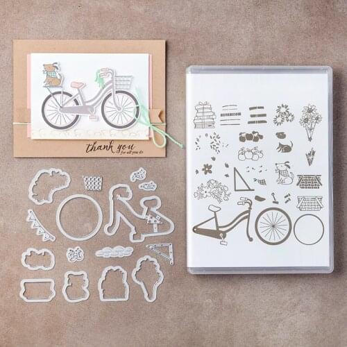 Metal Cutting Dies And Stamps Bicycle and dog for DIY Scrapbooking Album Paper Cards Decorative Crafts Embossing Die Cuts