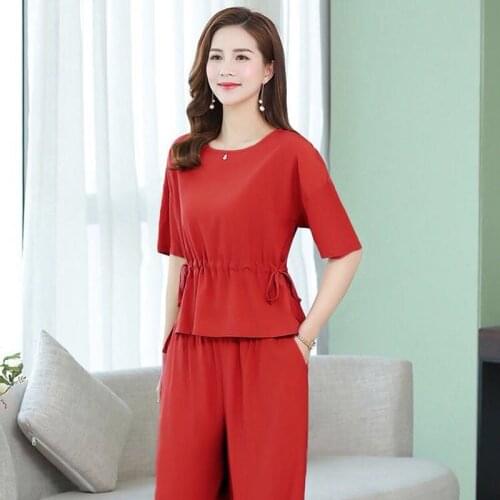 Fashion Oversize Two Piece Korean Set Woman Pants Tops Women 2021 Clothing Summer Suit For Girls T-shirts With Short Sleeves New