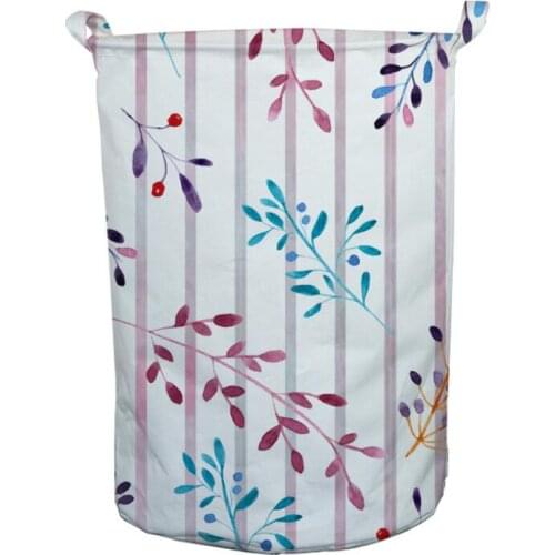 New Stripe leaf Laundry Hamper folding waterproof Clothes Storage Baskets Home decoration barrel kids toy organizer basket
