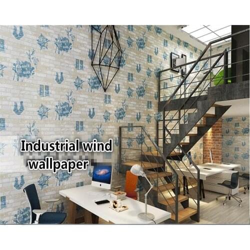 Beibehang Letter Graffiti Vintage Brick Brick Wallpaper Bar Clothing Shop Personality Industrial Wind Background papel de parede