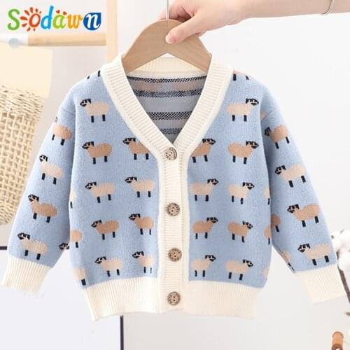 Sodawn 2021 Autumn Winter Knit Sweater Jacket Cardigan For Girls Kid Clothes Boy Clothes Childrens Coat