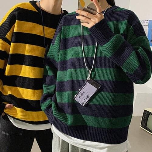 Autumn Sweater Women Pullovers Knit Casual Striped Pullovers Jumper Warm Teen Gril Streetwear Knitwear Sueters De Mujer