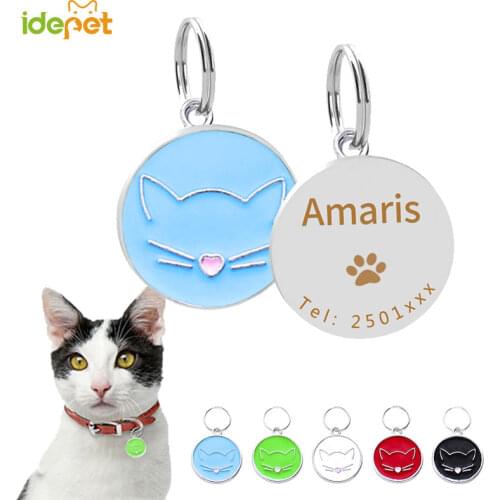 New Dog Cat Tags Custom Free Engraving Personalized Puppy ID Name Tel Collar Pet Charm Pendant Necklace Collar for Small dog
