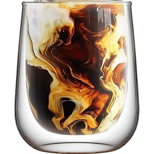 Linan Ware Double Wall Borosilicate Handmade Blown Glass Coffee Cup 300 ml