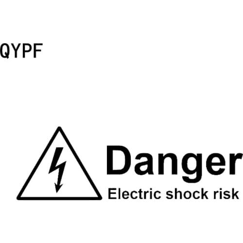 QYPF 18.6CM*5.9CM Warning Danger Electric Shock Risk Car Sticker Vinyl Black/Silver Decoration Graphic S9-2202