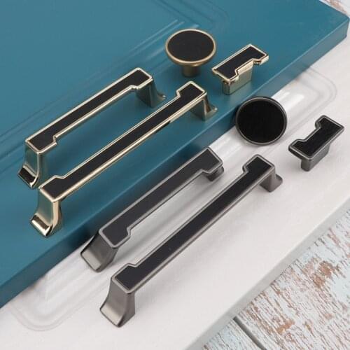 Gold Zinc Alloy Wardrobe Drawer Knob Gray Kitchen Cabinet Door Handle European Black Luxury Furniture Handle Home Decoration