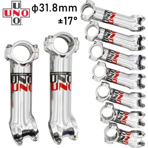 UNO Stem Aluminium 17 degree MTB Road Bicycle bar Stems 70/80/90/100/110/120/130mm Silver Ultralight Bike Handlebar Stem 31.8mm