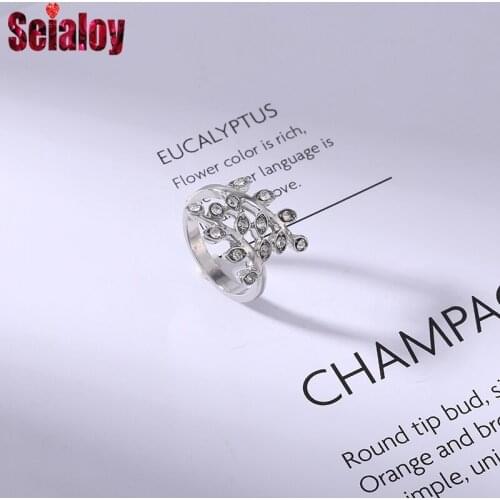 Seialoy Fashion Crystal Olive Branch Rings For Women Men Original Friendship Ring Fit Friend Colleagues Classmates Party Jewelry