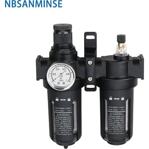 SFC200 1/4 3/8 1/2 Two Units Air Filter Regulator Lubricator Combinations Oil Water Air Separate FRL units NBSANMINSE
