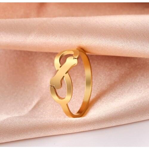 Skyrim Gold Color Infinity-shaped with Dog Bone Rings for Women Stainless Steel Birthday Gifts Cute Rings Jewelry Wholesale 2021