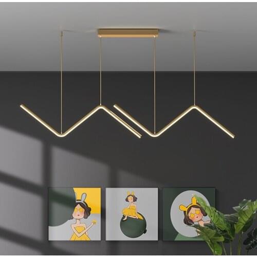 Modern and simple gold/black LED chandelier lighting Nordic indoor long chandelier restaurant bar office decoration chandelier