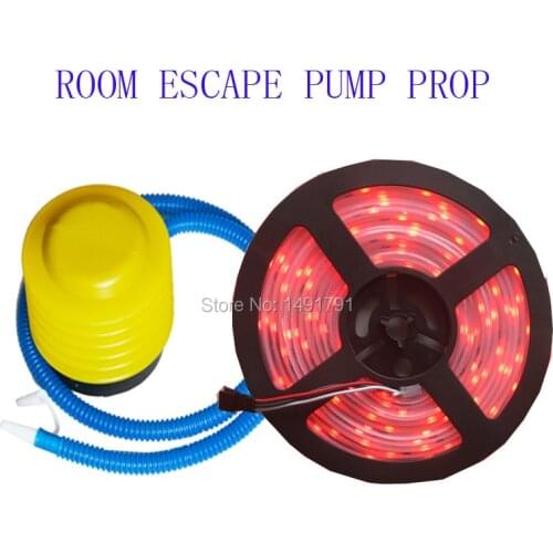 Takagism game Real life Room escape prop Blow up the led light 5m led tape light to open the lock Pump props