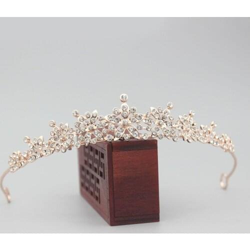 Baroque Rose Gold Silver Color Crystal Sparkling Bridal Tiara Crown Women Hair Ornaments Wedding Bride Hair Jewelry Accessories