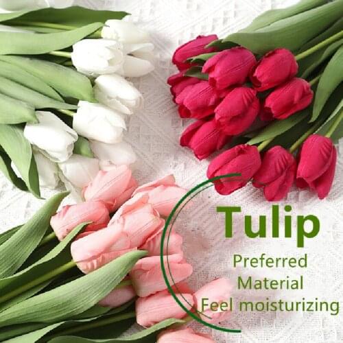 35cm Artificial Flower Tulip Feel Moisturizing Tulips Photography Ornaments Home Decoration Fake Flower for Wedding Party Office