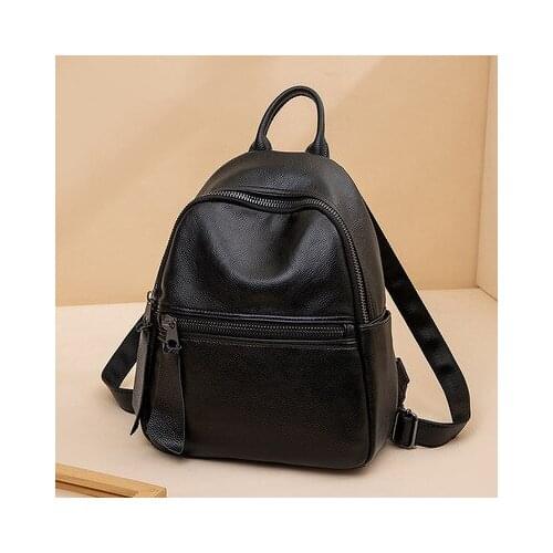 Women brief all match pu leather black blue backpack for female casual soft daily commuting travel daypack shoulder bag