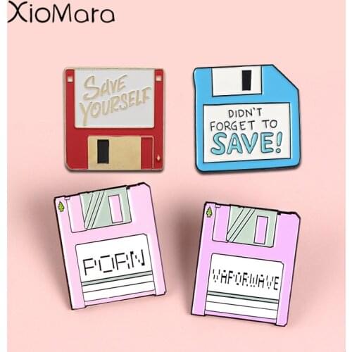 Hard Disk Memory Storage Card Enamel Pins Collections Don't Forget to Save Yourself SD Brooches Badges Lapel pins For women Men