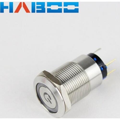 1pcs on-off function metal switch power symbol head with led lighting push button switch 2NO+2NC anti-vandal 220V