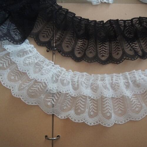 1Yard 91cm Pleated Tulle Lace Fabric 9CM Collar Applique Ribbon Curtain Flower Dresses Decor Craft Lace Sewing encaj koronka K46