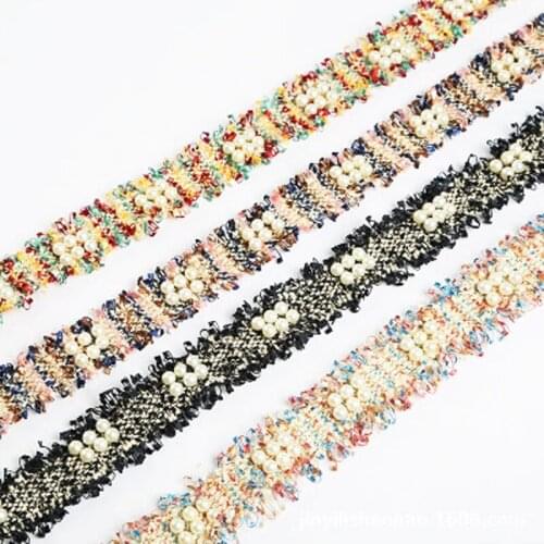 1 Yards/Lot Pearl Seed Bead Beaded Trims Lace Ribbon Fabric Clothes Decoration Wedding Dress Collar Sleeve Lace Applique Crafts