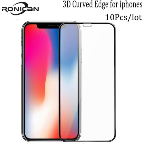 10Pcs For iPhone X XR XS 11Pro Max 3D Curved Edge 9H Tempered Glass Screen Protector Carbon Fiber Film For iPhone 6 6s 7 8 Plus