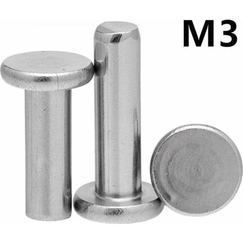 100PCS M3x5/6/7/8/10/12/14/15/16/18/20mm 304 Stainless Steel Rivets Flat Head Solid Percussion Rivet GB109