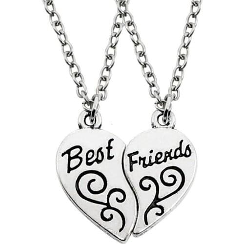 2 Pieces / Set Stitching Love Long Necklace Men And Women Friendship BFF Alloy Pendant Good Friend Jewelry Gift Hot
