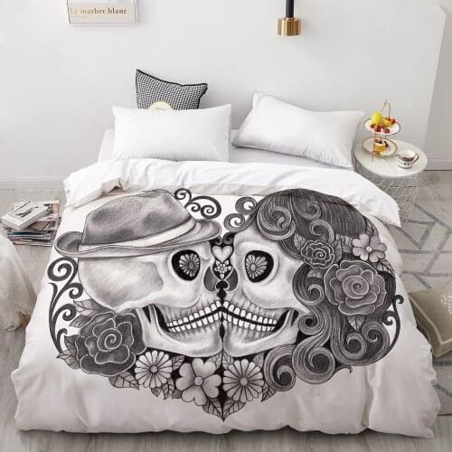 3D Duvet Cover 200x200/220x240,Comforter/Quilt/Blanket case Queen/King/Custom,Bedding Skull Kiss,drop ship