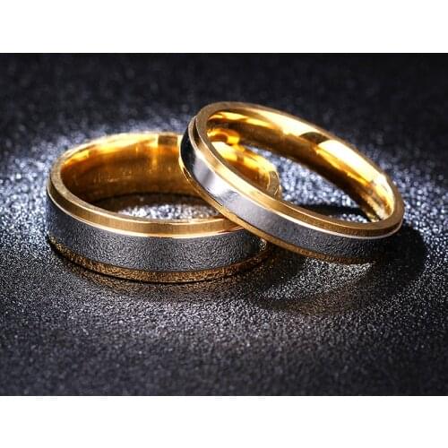 4mm 6mm Couple Ring Gold-Color Jewelry for Women Man Titanium Steel Lover Ring Personalized Ring Customize Ring Engraved Ring
