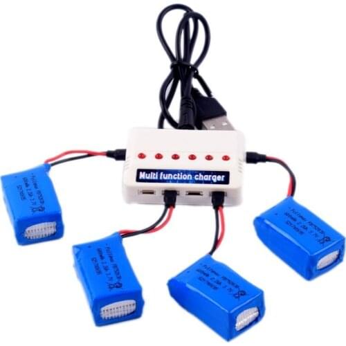 4pcs 3.7V 600mAh Lipo Battery and 1 To 6 Charger for Syma X9 X9s Flying Car RC Quadcopter Drone Spare Parts