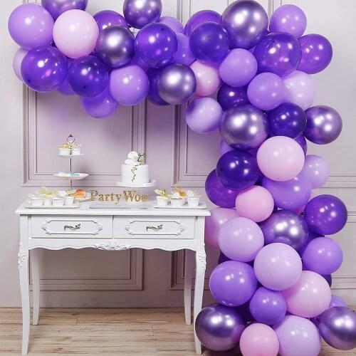 70pcs Big Purple Balloons Girl Birthday Wedding Balloon Baby First One Year Birthday Boy Birthday Party Decor Kids Ballon