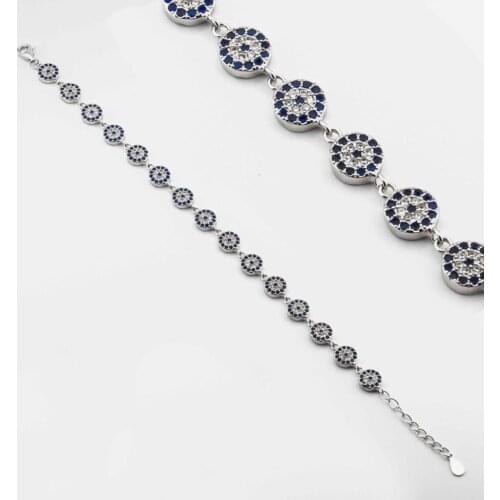 925 Sterling Silver Bracelet with Zircon Stone and Evil Eye Design