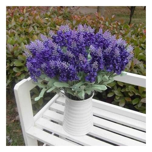 Free shipping 10 Heads Artificial Lavender Silk Flower Bouquet Wedding Home Party Decor for Display